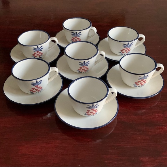 Set of 7 N.S. Gustin Co pineapple cup and saucer - Picture 2 of 11